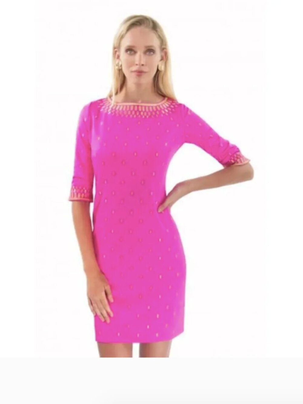 Gretchen Scott Jersey Embroidered Dress - Rocket Girl - Pink